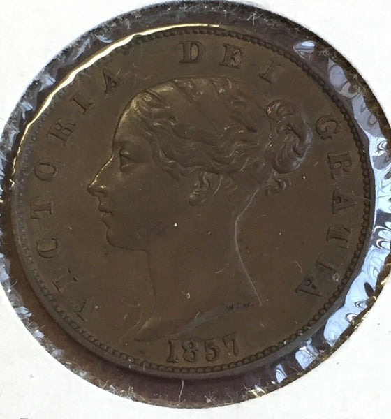 UK Great Britain: 1857 Queen Victoria Halfpenny EF Condition