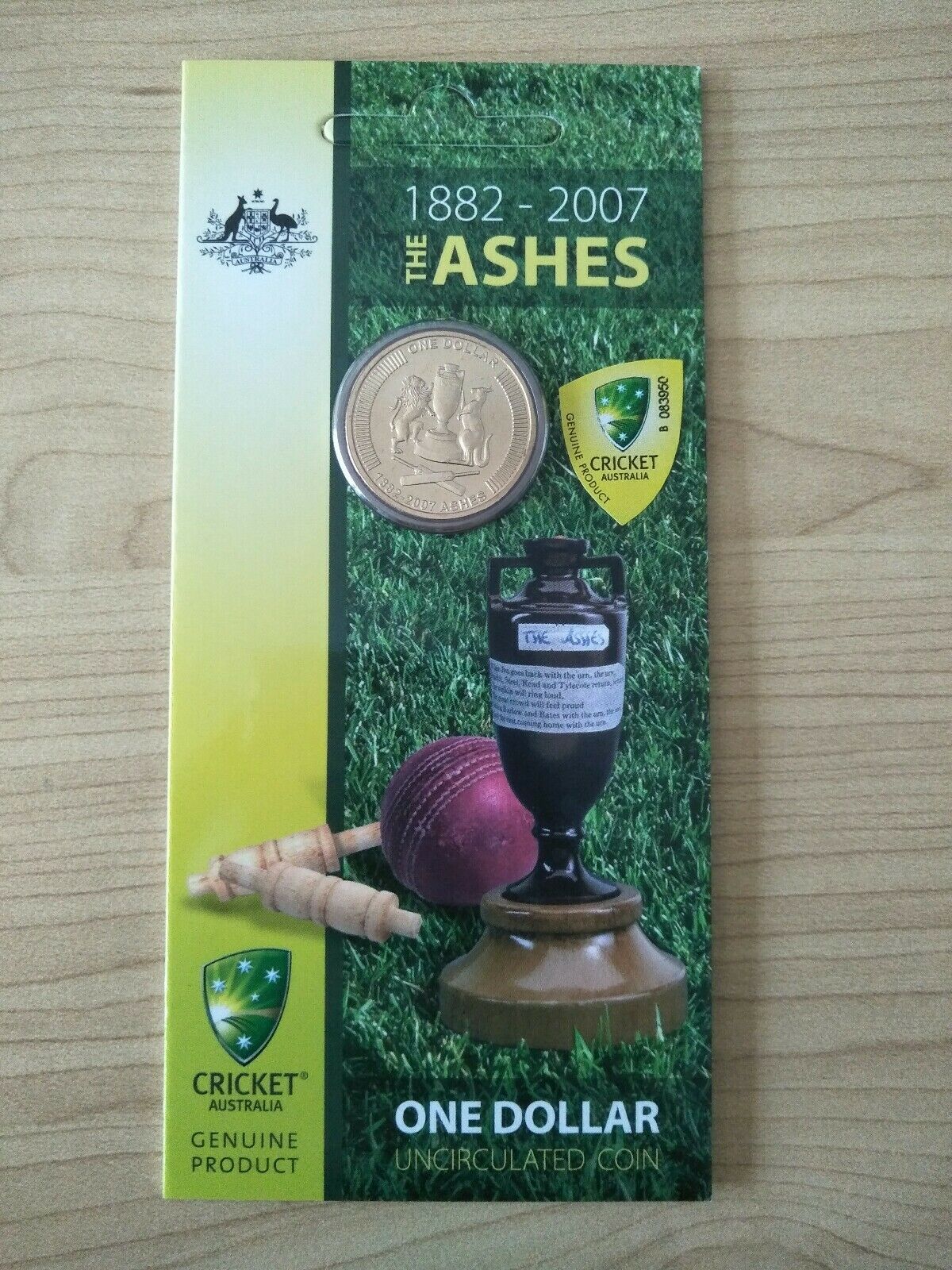 Australia 2007 Royal Australian Mint $1 The Ashes cricket Uncirculated Coin