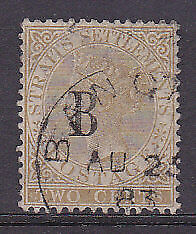 Thailand Bangkok on Straits Settlements SG 14 British P.O in Siam 2c brown Used.
