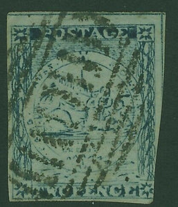 NSW Australian States SG 33 2d br blue fishing beehives three margins Used Stamp