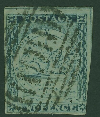 NSW Australian States SG 33 2d br blue fishing beehives three margins Used Stamp