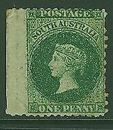 SA Australian States SG 101 1d deep green compound perforate + imperforate Mint