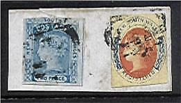 NSW Australian States SG 53 + SG 102 2d chalky blue used on piece