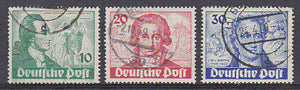 Germany West Germany Berlin SG  B61-3  Goethe, Poet. Michel 61-63 Used