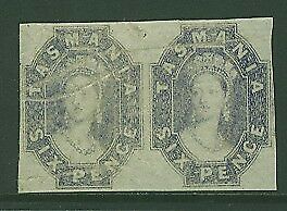 Tasmania unissued Proof pair 6d CHALON with wmk. Examples always have faults.