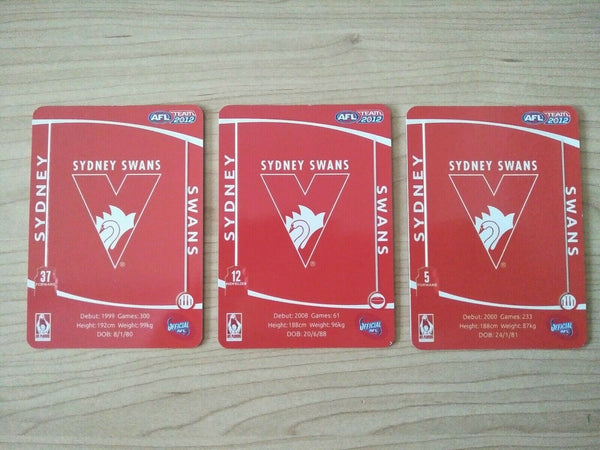2012 Teamcoach Prize Card Team Set Sydney - Goodes, Kennedy, O'Keefe