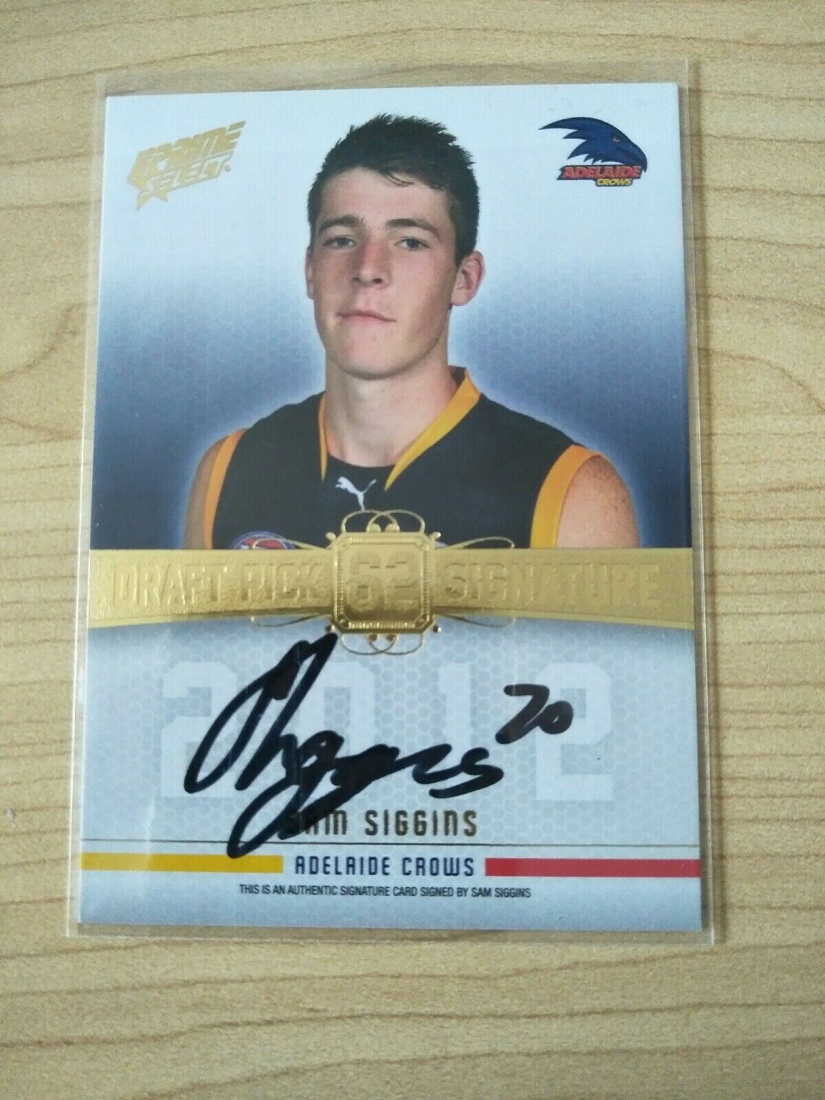 2013 Select Prime Draft Pick Signature Sam Siggins Adelaide No. 122/280