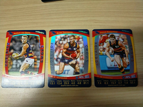 2011 Teamcoach Prize Cards Team Set ERROR CARDS NOT EMBOSSED Adelaide + Error
