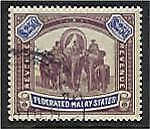 Federated Malay States FMS Revenue $250 violet & blue Elephant. FU