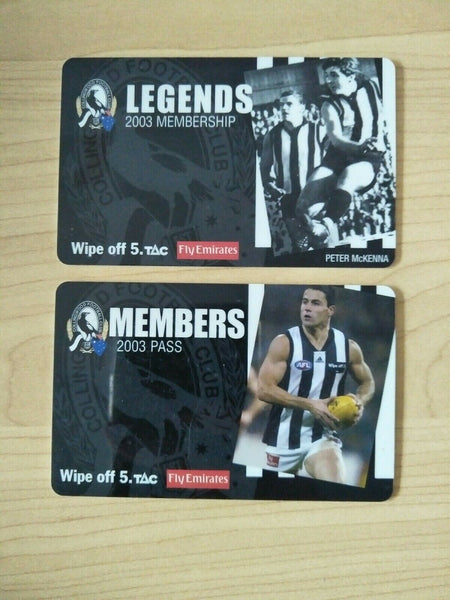 2003 Collingwood Legends Adult Membership And Social Membership Pass