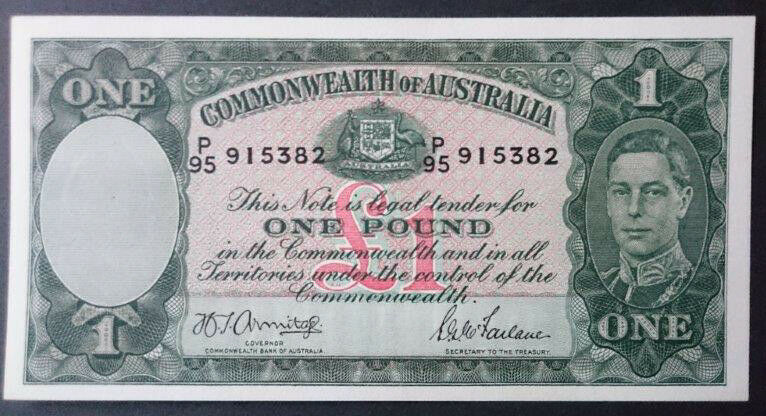 Australia R30a One Pound KGV1 Banknote Armitage/McFarlane Uncirculated