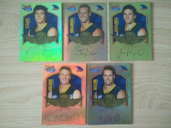 2010 Select Champions Gold Force Signature Team Set Of 5 Cards Adelaide Crows