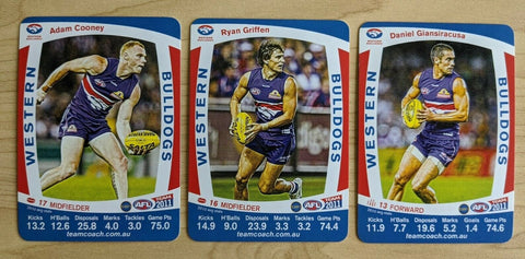 2011 Teamcoach LIMITED ULTRA RARE SAMPLE Western Bulldogs 3 CARD Prize SET