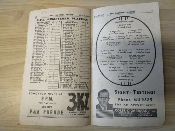 VFL 1957 May 18 Football Record Collingwood v Fitzroy