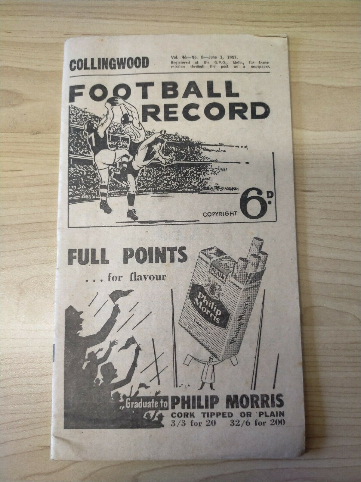 VFL 1957 June 1 Football Record Collingwood v St Kilda