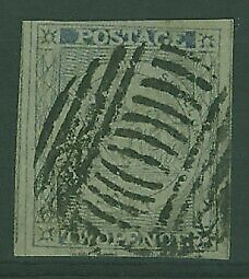 NSW Australian States SG 37 2d blue Plate V four margins Used fishing beehives