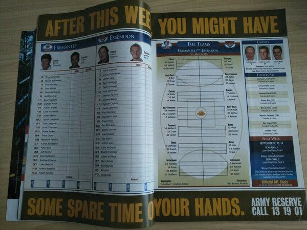 2003 Sept 5-7 Elimination and Qualifying Finals AFL Football Record