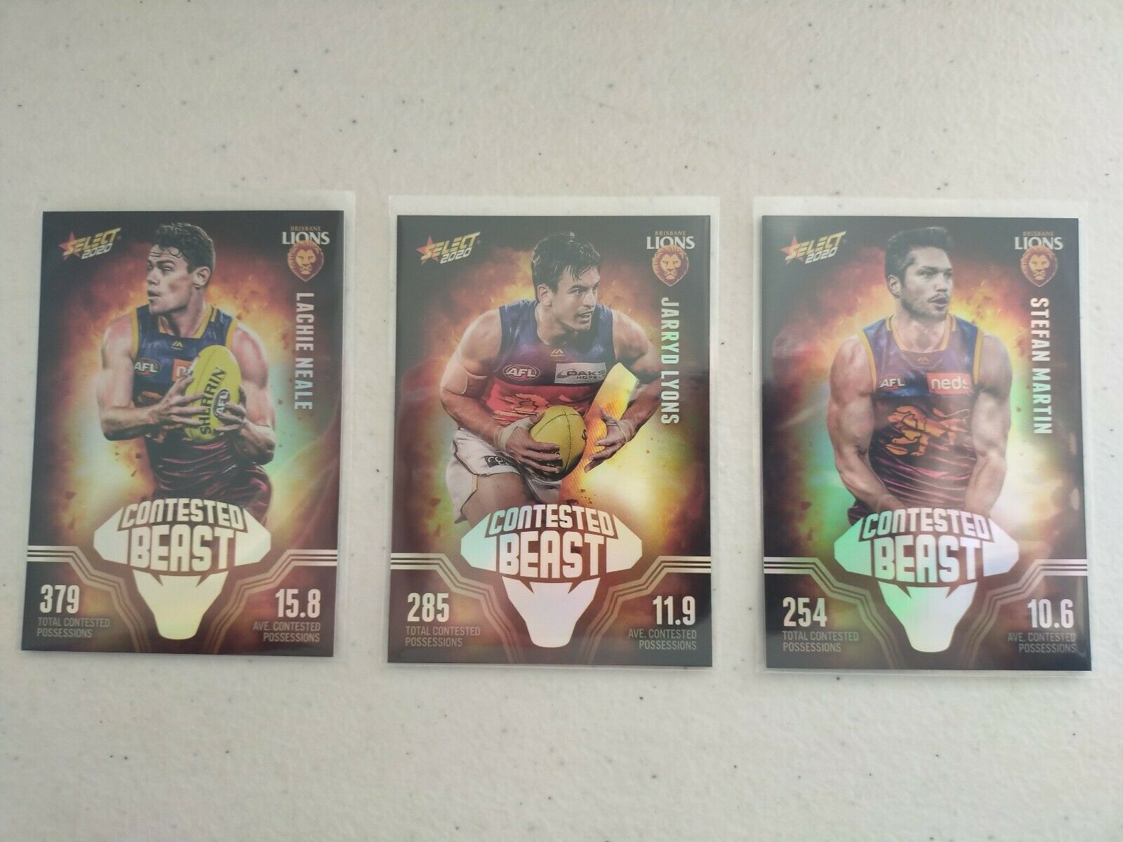 2020 Select Footy Stars Contested Beast Brisbane Team Set Of 3 Cards