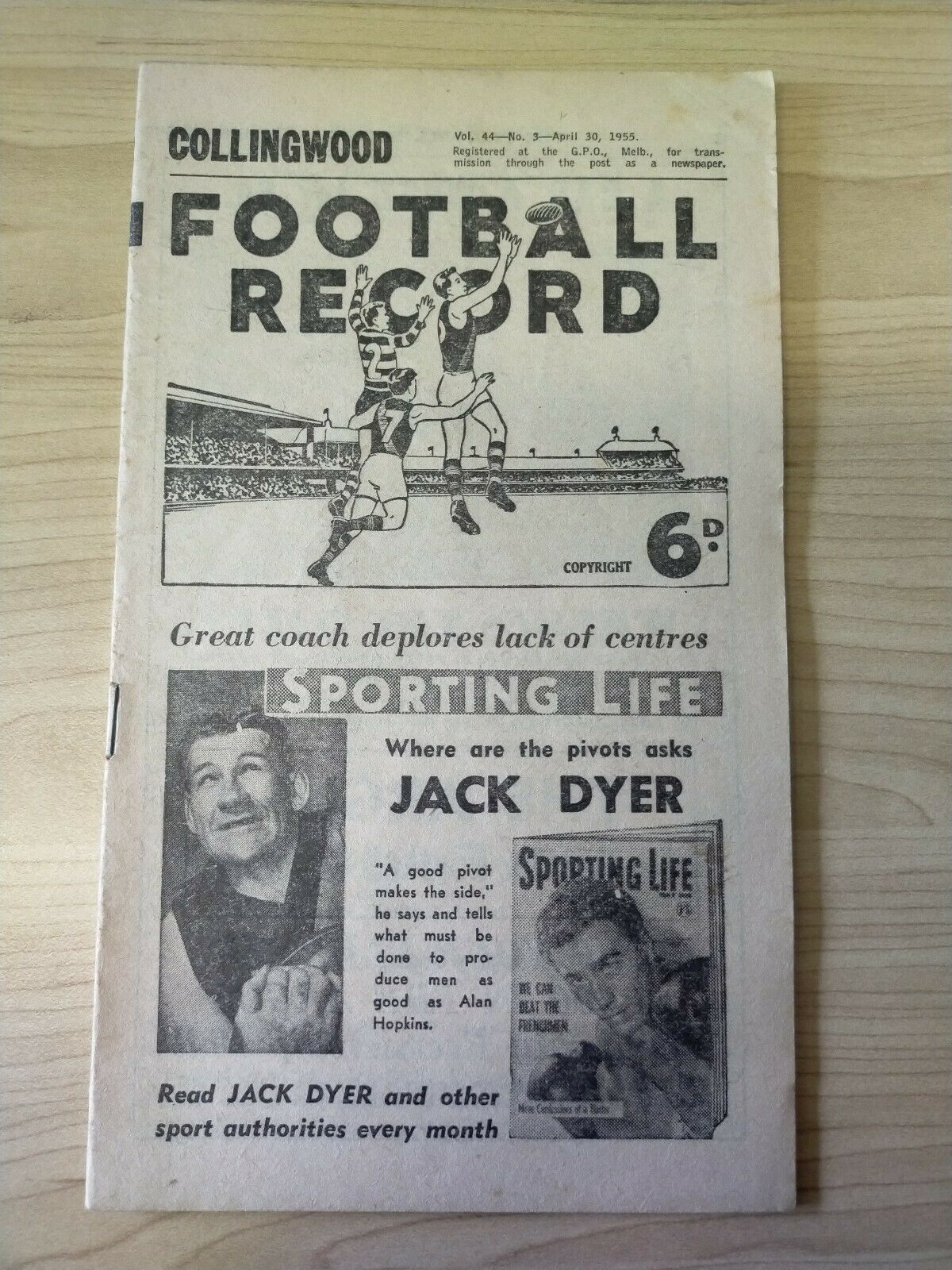 VFL 1955 April 30 Football Record Collingwood v St Kilda