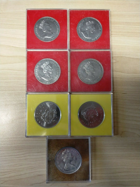 Samoa Cook Islands UK 1970 to 1986 Cased Crown/$1 (7) Pope Paul, Royal Wedding