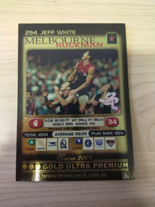 2001 Teamcoach Gold Prize Card Melbourne 294 Jeff White