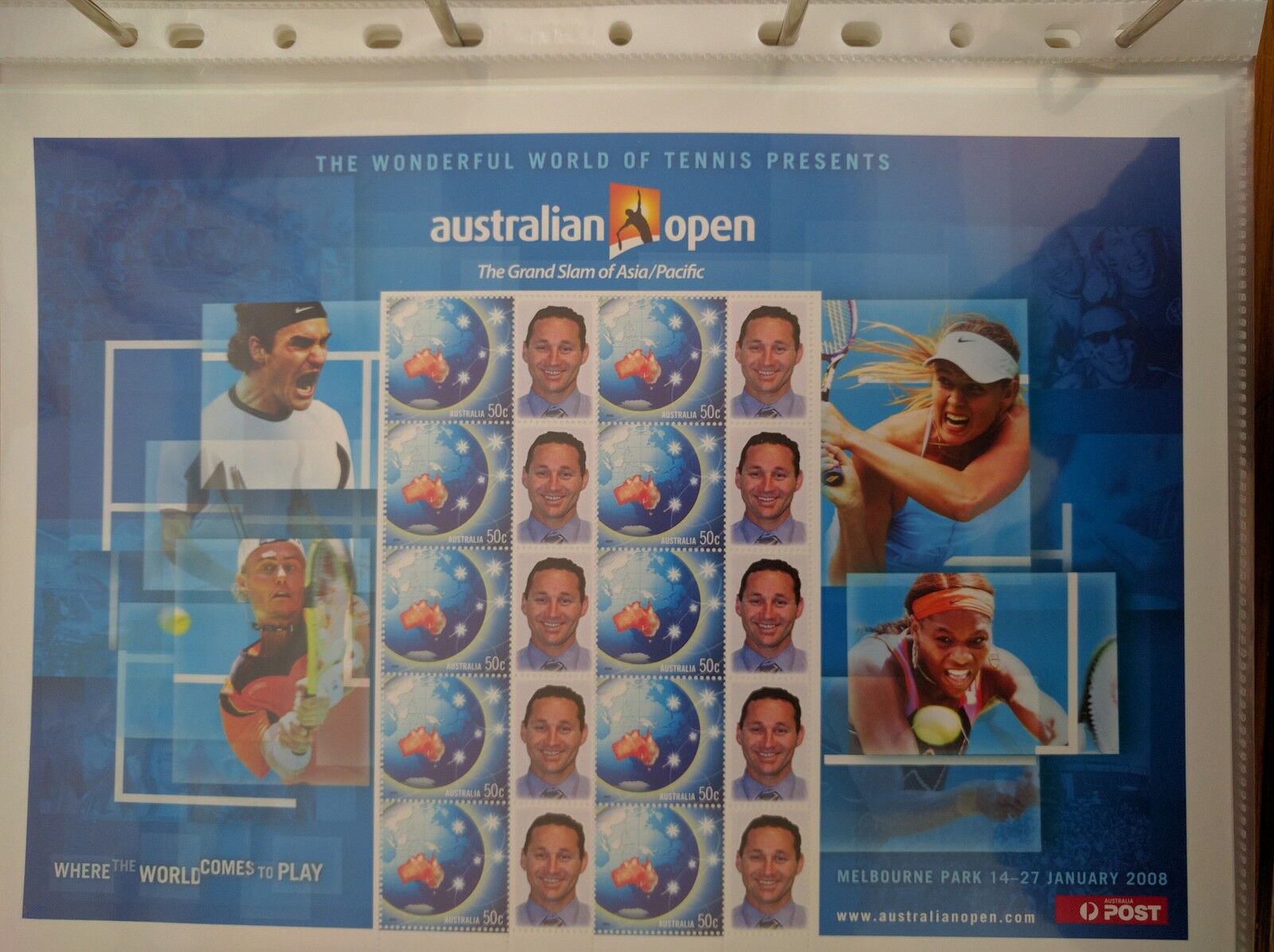 Australia Post 50c Souvenir Sheet - Australian Open 2008 Personalised