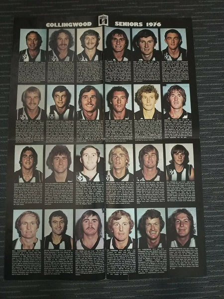 Collingwood Football Club Seniors 1976 Magazine Which Folds Out To Poster