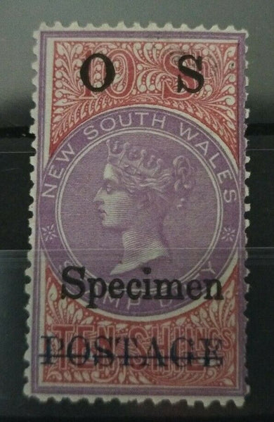 NSW Australian States 1887-90 Wmk 5/- 10/- 10/- OS Overprint Specimen Stamps