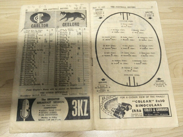 VFL 1962 September 15 Football Record Final Carlton v Geelong