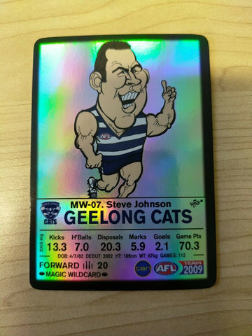 2009 Teamcoach Magic Wildcard Printing Error Card Steve Johnson Geelong