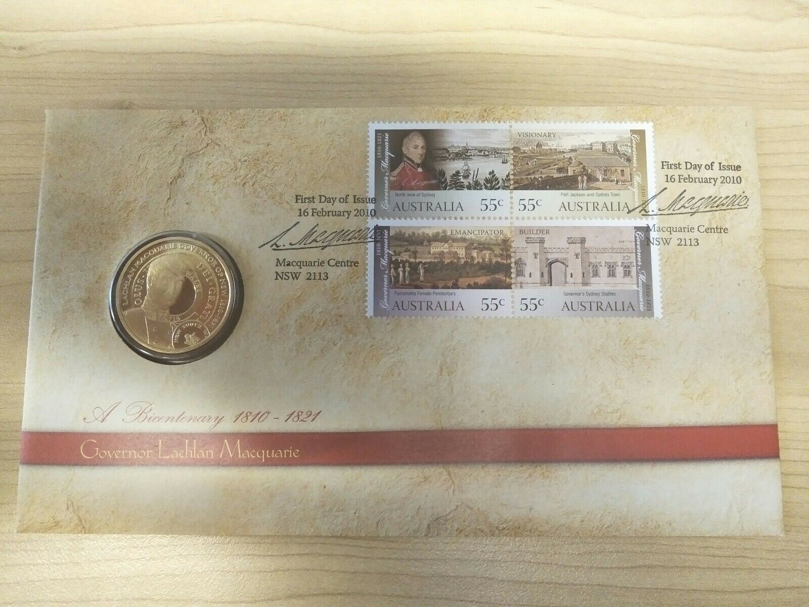 2010 Australian $1 Bicentenary Governor Lachlan Macquarie PNC 1st Day Issue
