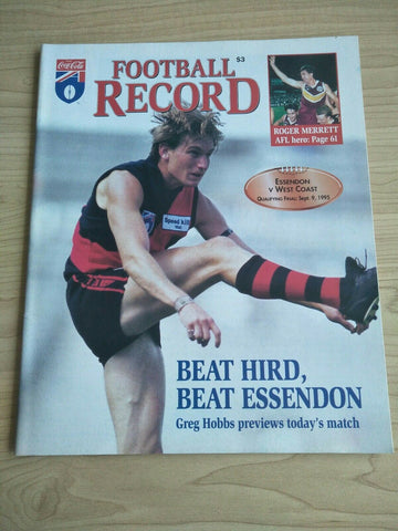 AFL 1995 Qualifying Final Football Record Essendon v West Coast