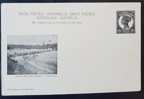 Queensland Post Card, 1½d Overshot Dam Mount Morgan HG 11 mint