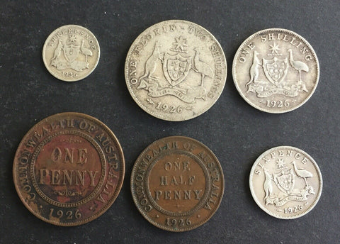 Australia 1926 Pre Decimal 6 Coin Set