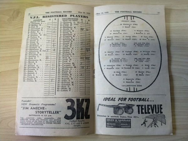 VFL 1955 May 28 Football Record Fitzroy v Collingwood