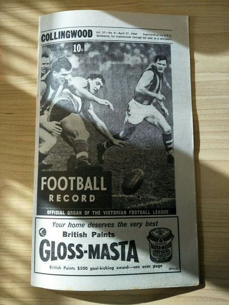 VFL 1968 April 27 Football Record Collingwood v St Kilda