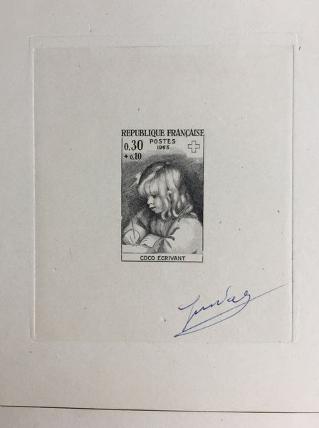 France 1965 Red Cross Fund Set. 1st, 2nd & Final State Artist Signed Die Proof
