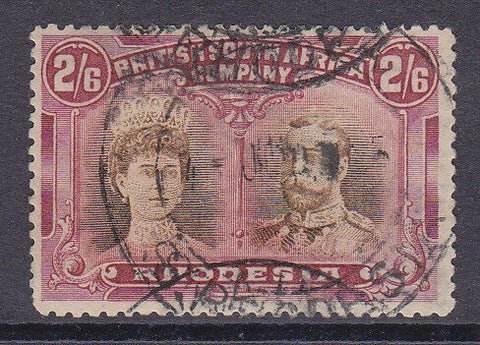 Rhodesia SG 156a 2/6 bistre-brown and crimson KGV Double heads Used