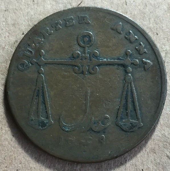 India Bombay Presidency 1833 Quarter Anna