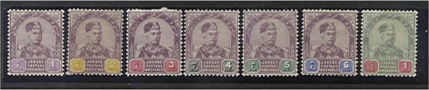 Johor Johore Malayan States SG 21/27 Set of 7 MH