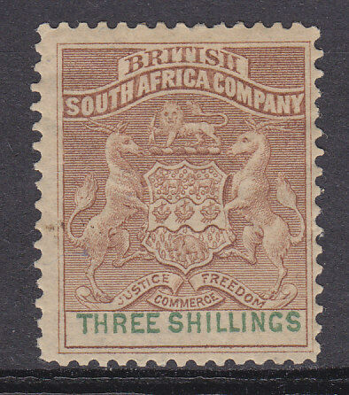 British South Africa SG 25 3/- Brown and green Mint Hinged Stamp