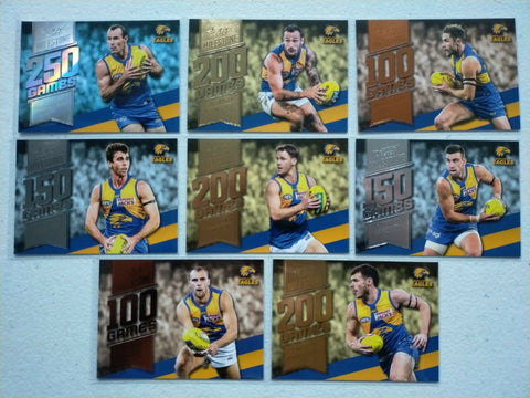 2020 Select Footy Stars Milestones West Coast Team Set x 8 Cards