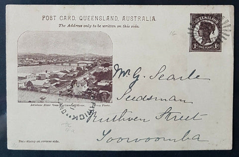 Queensland Post Card, 1d Brisbane River from Parliament House HG 10a used