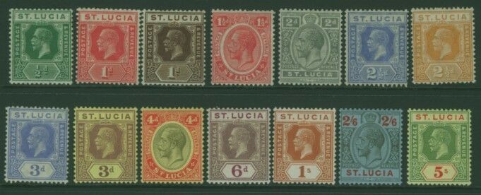 St Lucia West Indies Caribbean KGV SG 91/105 Set of 15 Very fine MLH