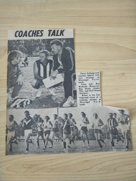 VFL 1973 Collingwood Football Club Newsletter x2 and Newspaper cutting