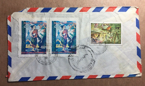 Laos 1978 400k Dancer & 40k Village Attack Used On Express Airmail Cover To Aust