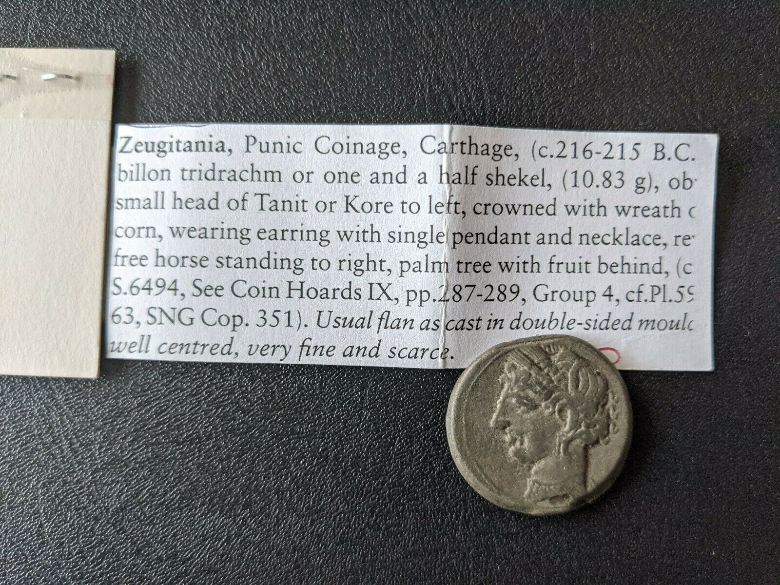 Zeugitania Punic Coinage Carthage Billon Tridrachm 216-215 BC 10.83g Coin