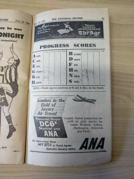 VFL 1956 July 28 Football Record Footscray v Collingwood