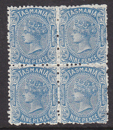 Tasmania Australian States SG 154 9d pale blue in block of 4 (2 MUH)