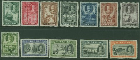 Nigeria KGV Scenes bridge palm boats fishing ships trees SG 34/45 Set of 12 MLH